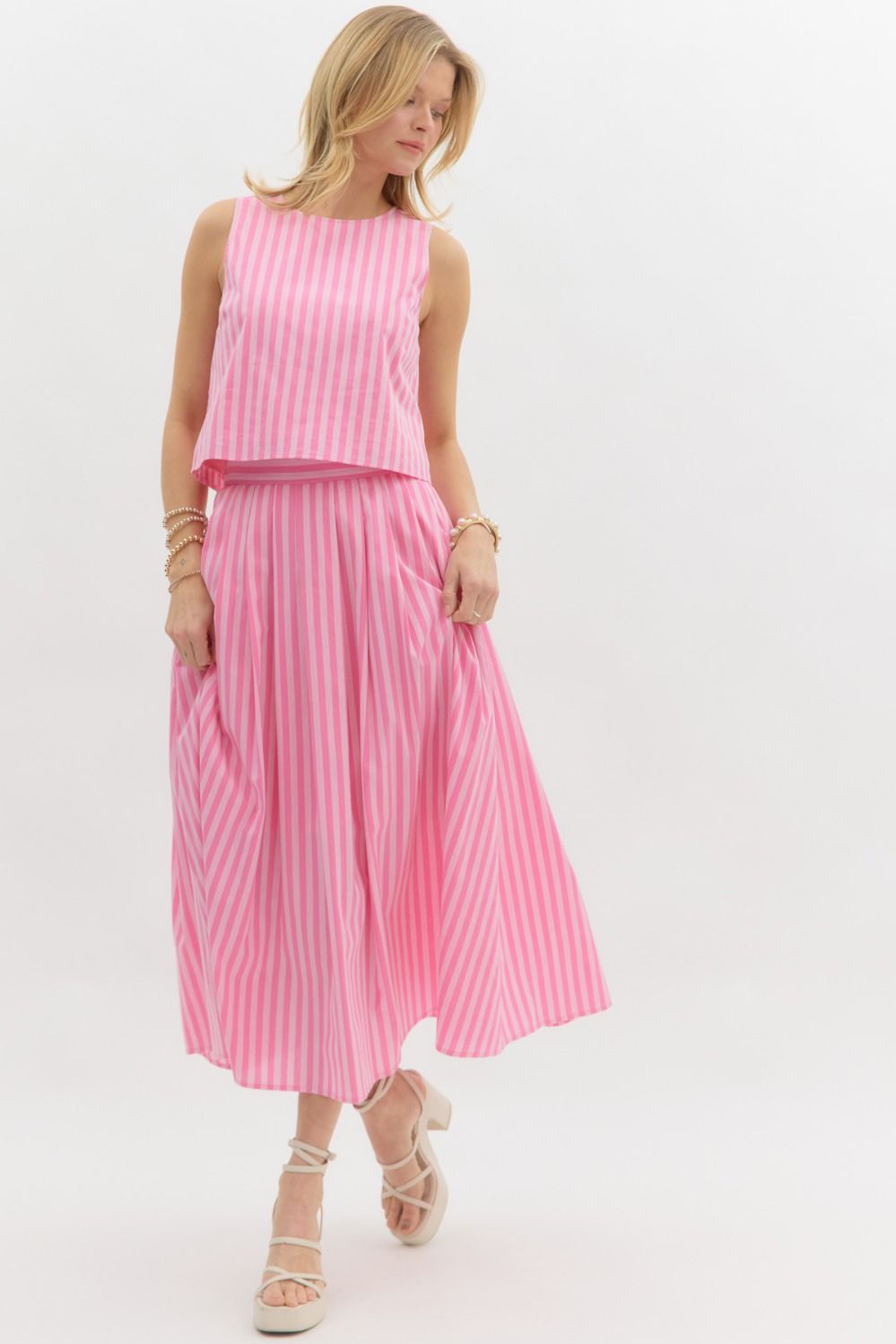 Pink Summer Striped Midi Skirt – Amour Boutique