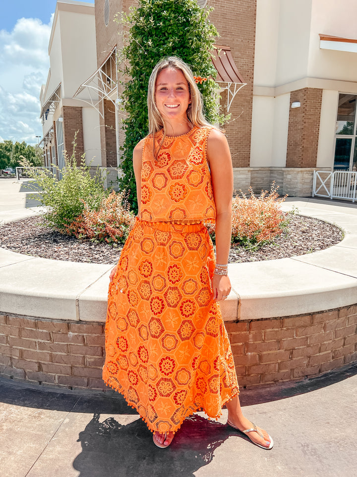 Avie Eyelet Maxi Skirt