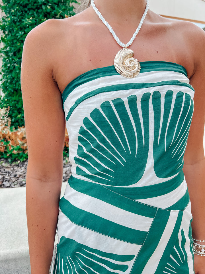 Tessa Tropical Strapless Midi Dress