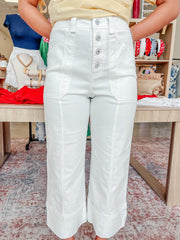 Capsule White Straight Leg Cuffed Pant