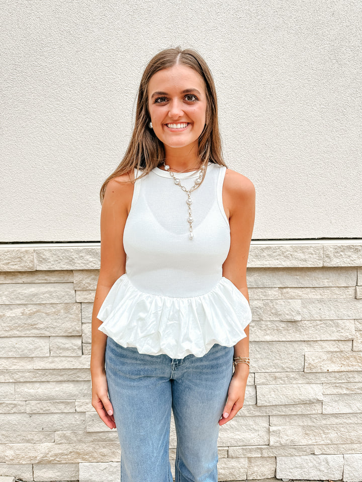 Lenny Knit Poplin Sleeveless Top