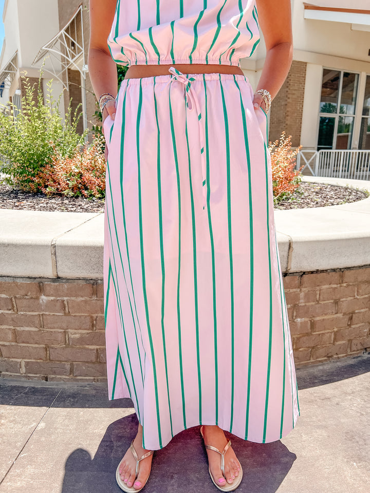 Elise Pinstripe Maxi Skirt