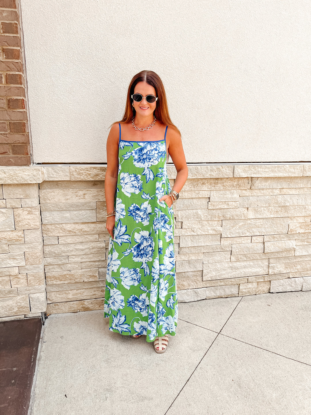 Florence Floral Linen Maxi Dress