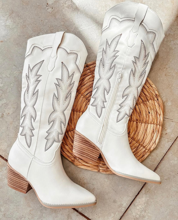 Ainsley Tall White Cowboy Boot