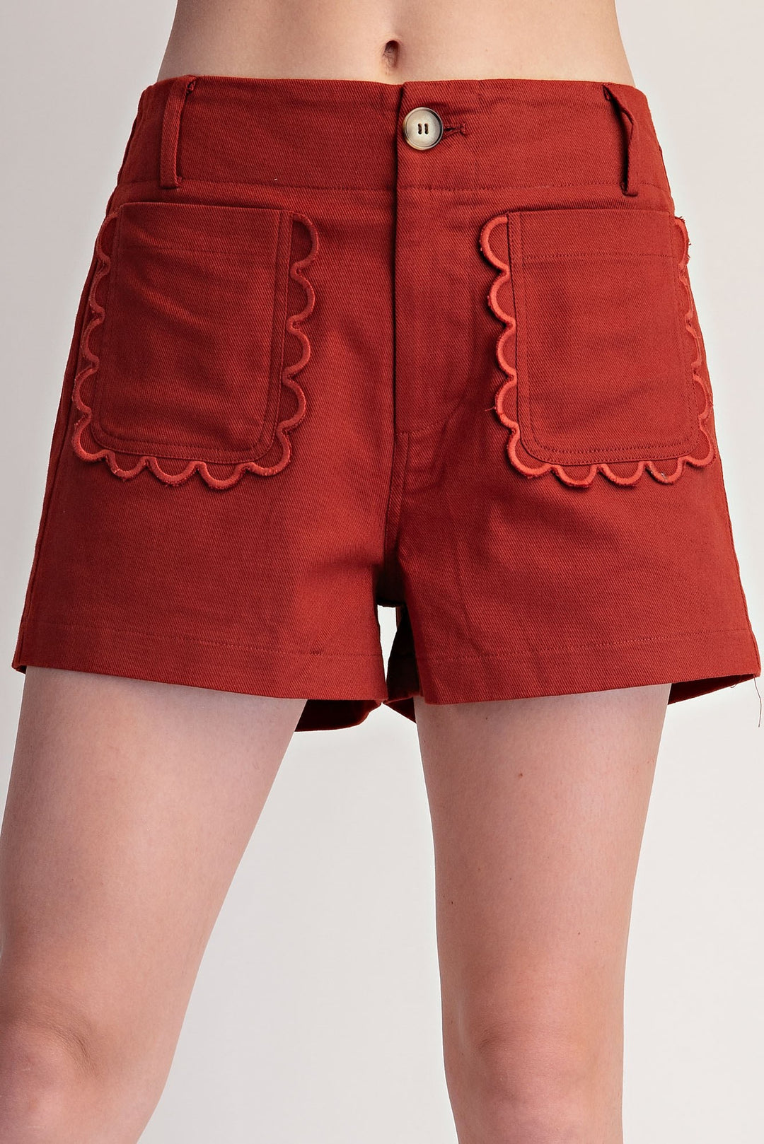 Rust Scallop Shorts