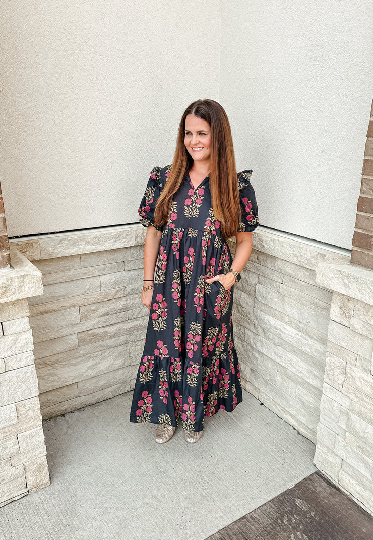 Sweet Floral Black Maxi
