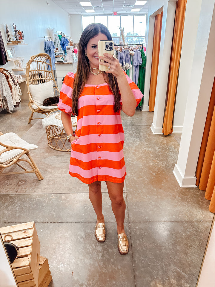 Set in Stripes Dress: Pink