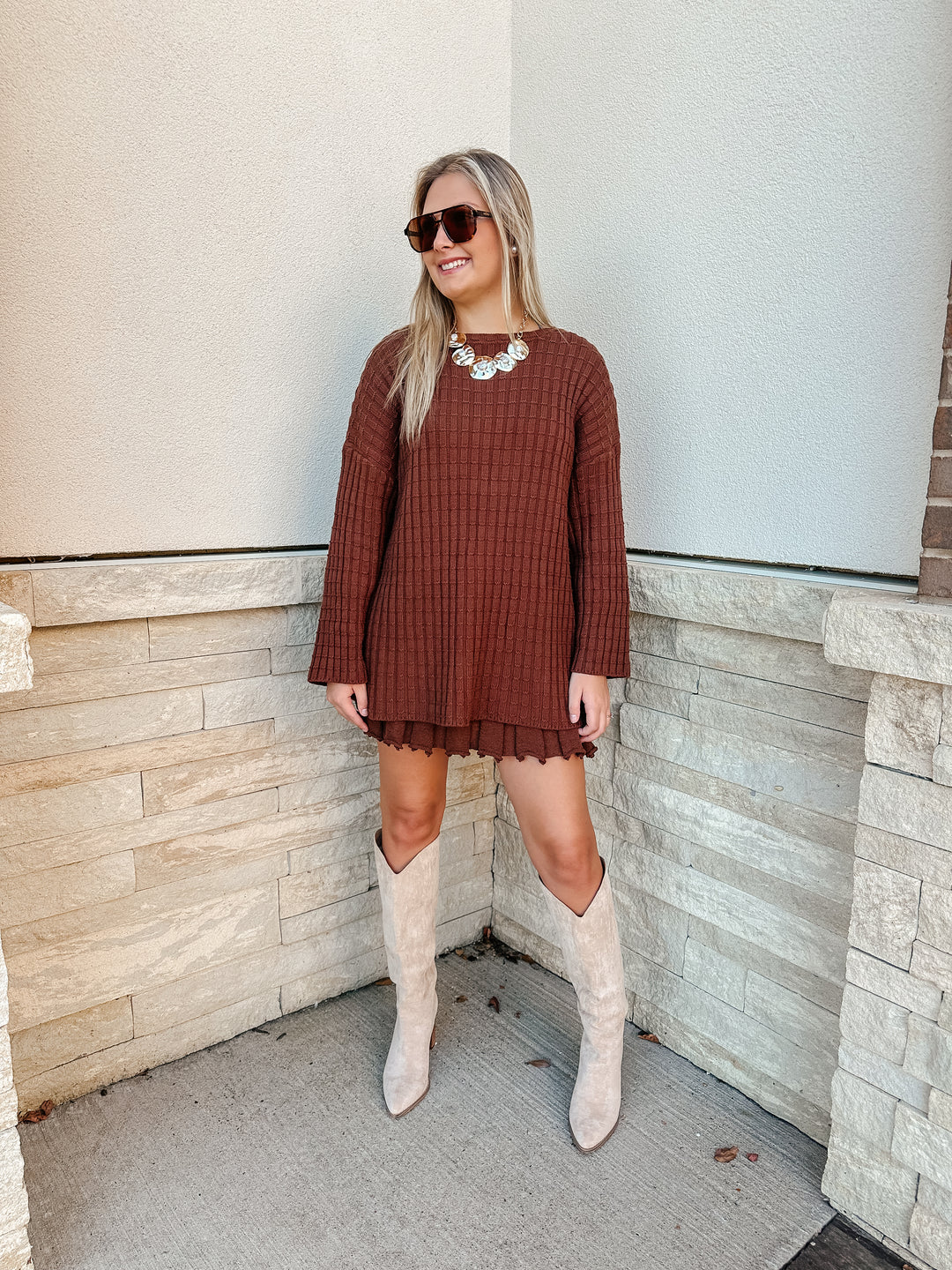 Sweater Top & Pleated Skirt SET