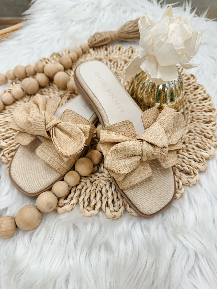 Ginny Raffia Bow Slide