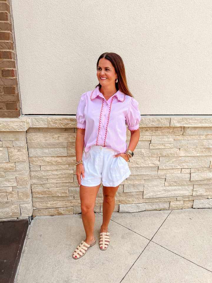 Madden Scallop Stripe Button Up Top