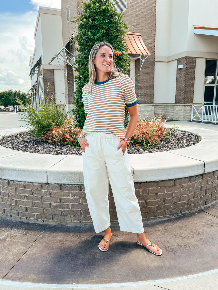 Whitney Elastic Waist Cropped Barrel Jean