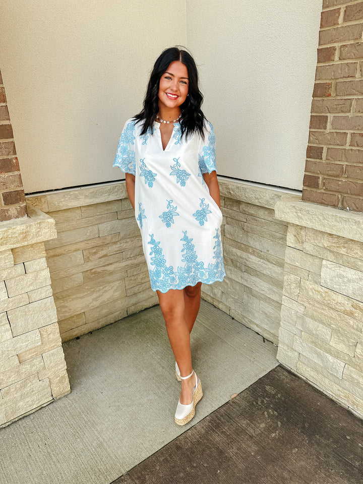 Tannia Blue Floral Mini Dress