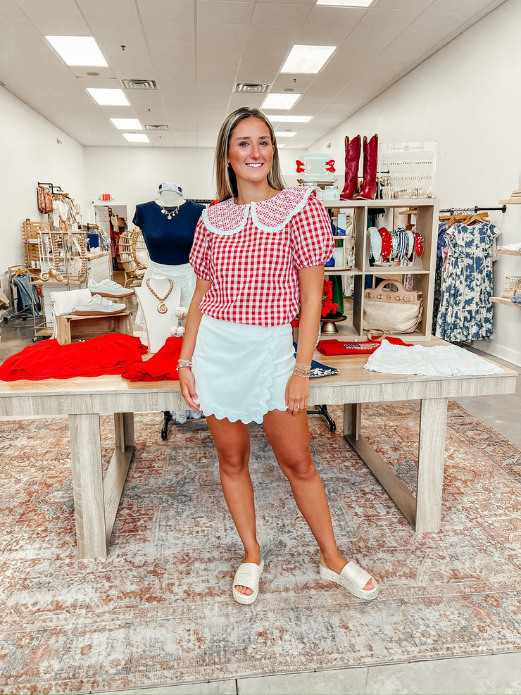 Late to the Barbeque Red Gingham Top