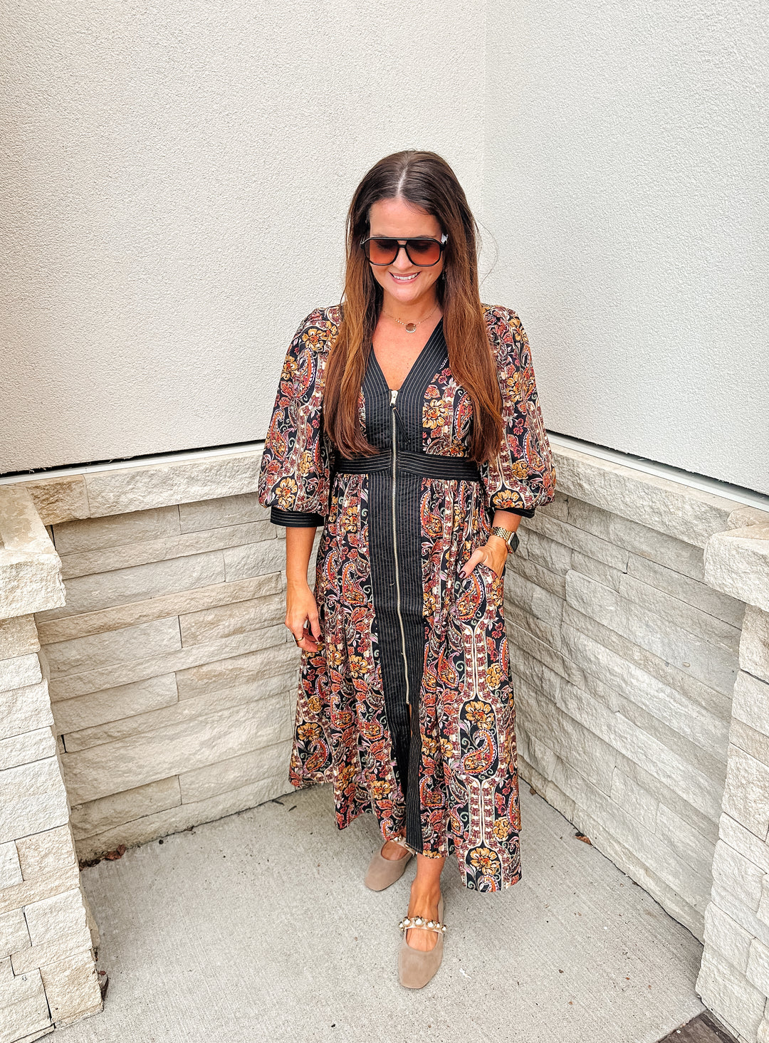 Paisley Print Midi Dress