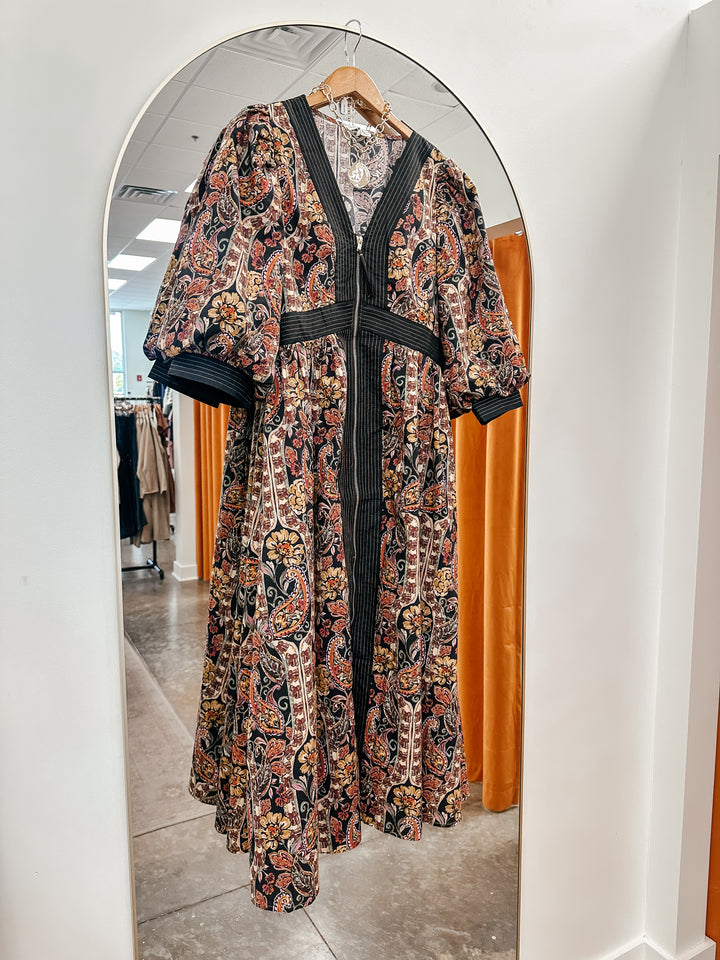 Paisley Print Midi Dress