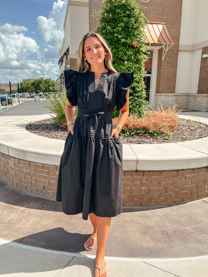 Sylvie Flutter Sleeve Midi Dress