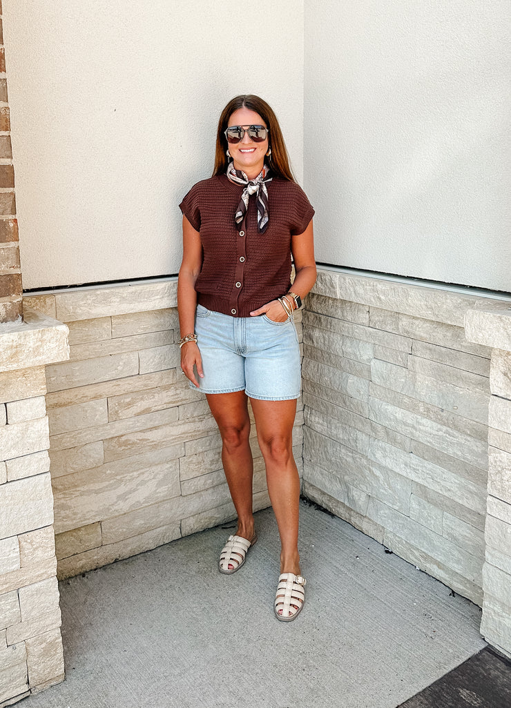 Chocolate Knit Cardigan Vest