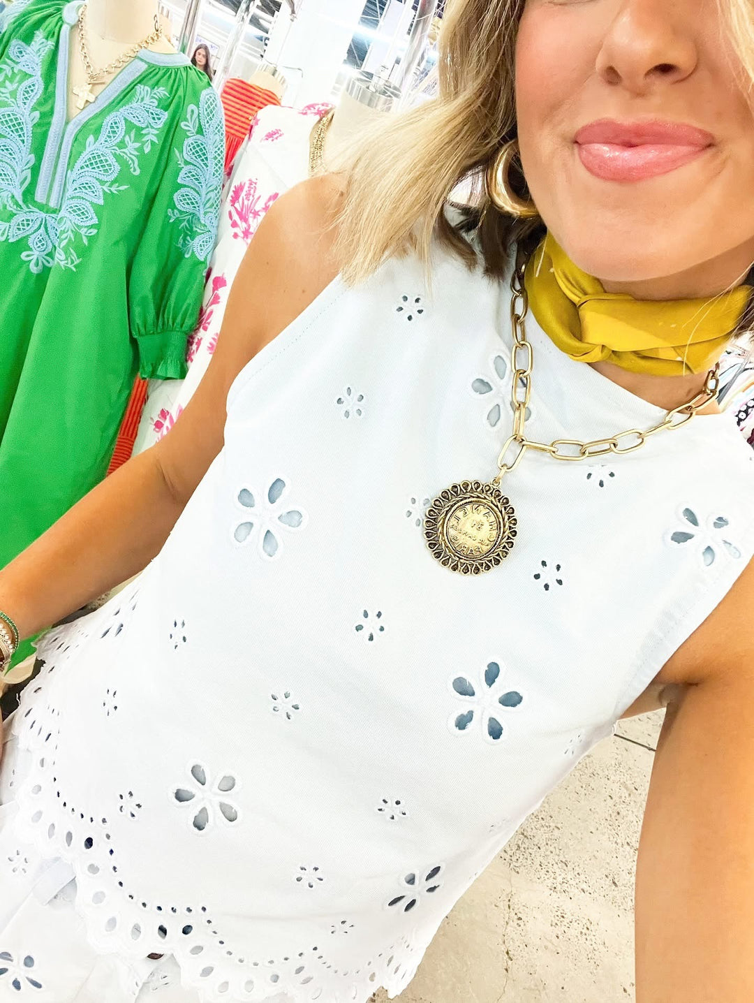 White Eyelet Embroidered Top