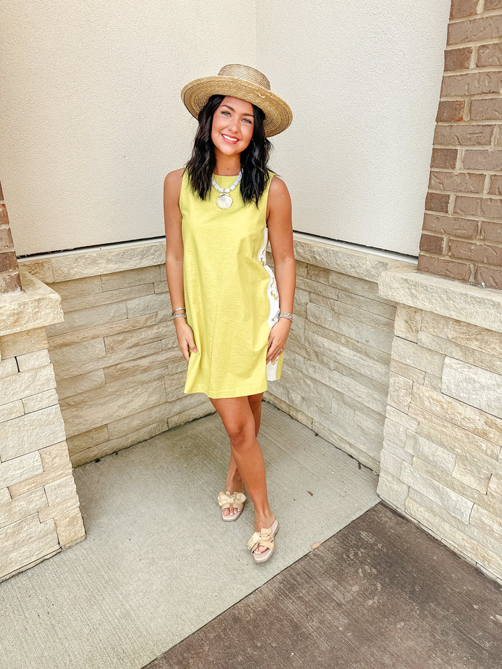 Chartreuse Linen Shift Dress