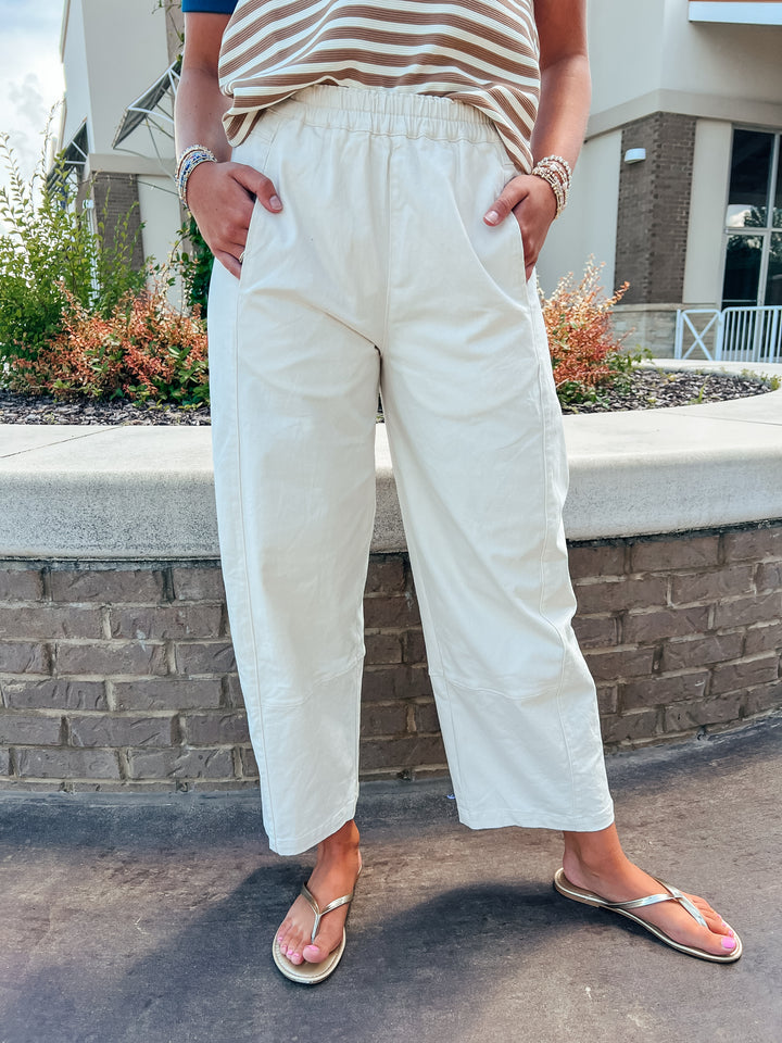 Whitney Elastic Waist Cropped Barrel Jean