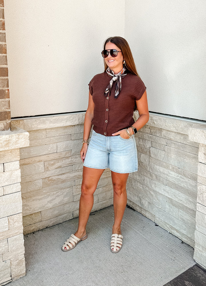 Chocolate Knit Cardigan Vest