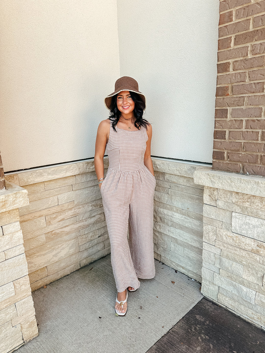 Gingham Party Tie Back Jumpsuit