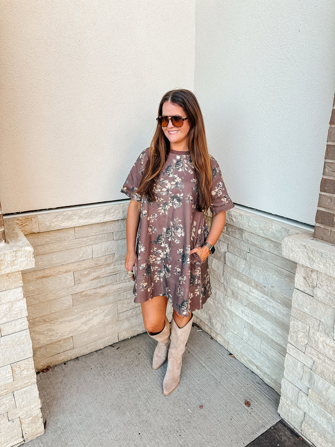 Brown Floral Dress