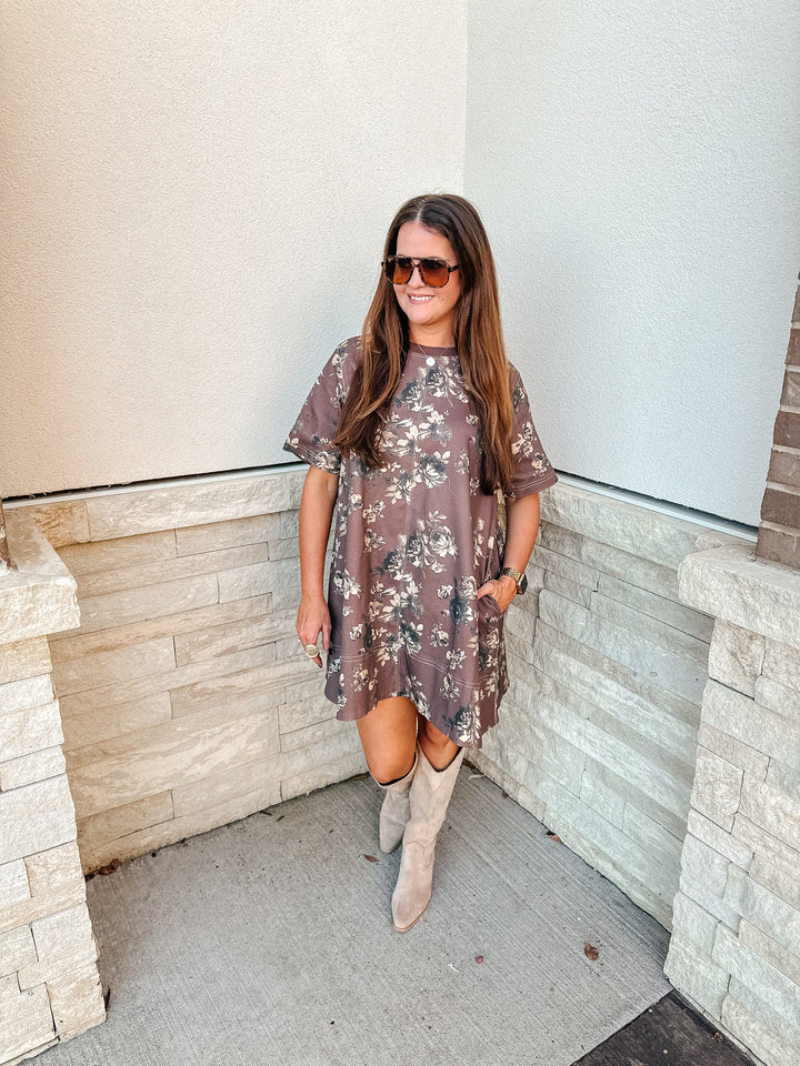 Brown Floral Dress