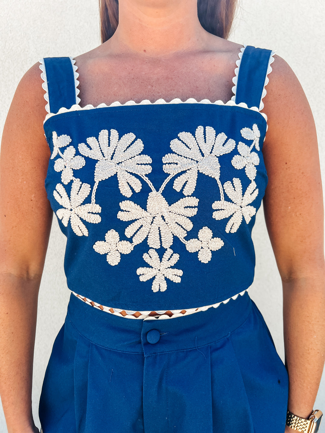 Caribbean Cruise Embroidered Top
