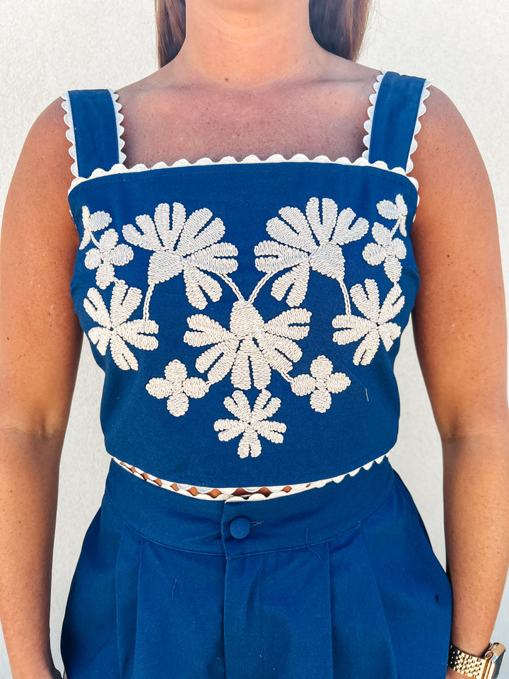 Caribbean Cruise Embroidered Top