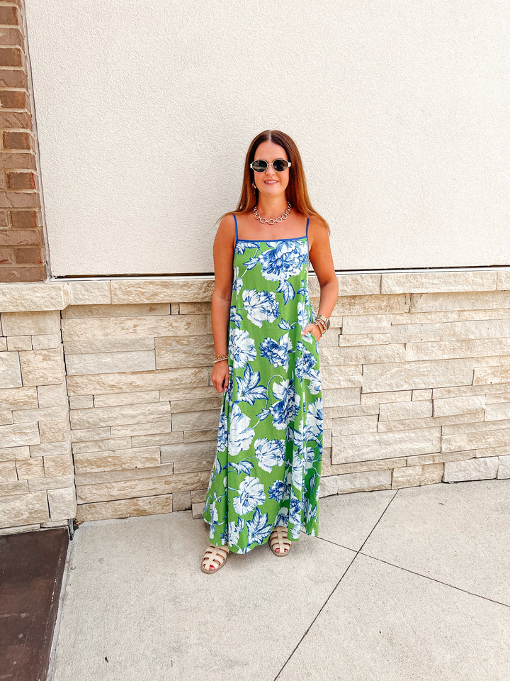 Florence Floral Linen Maxi Dress