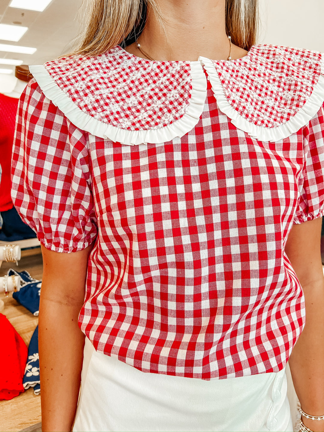 Late to the Barbeque Red Gingham Top