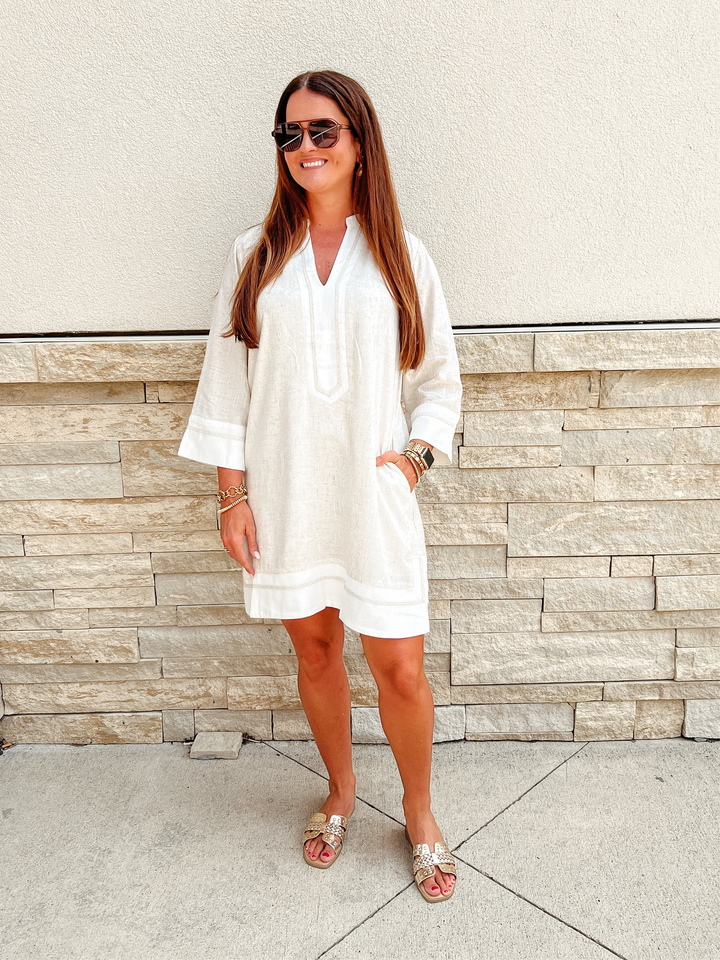 Allie Shift Linen Mini Dress