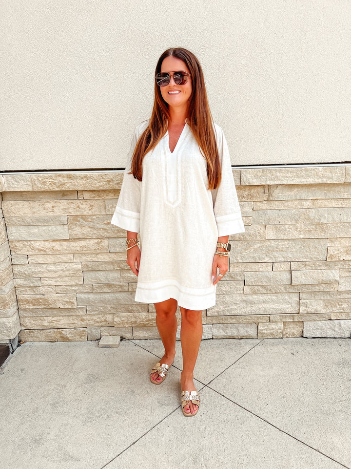 Allie Shift Linen Mini Dress