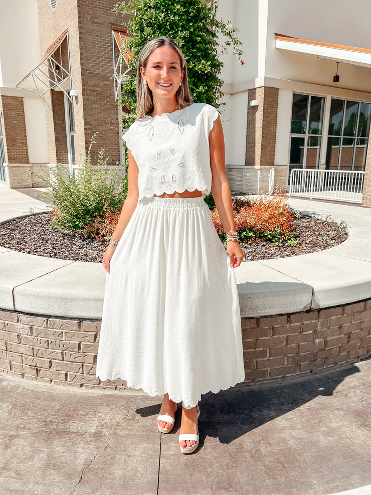 Marcie Scalloped Midi Skirt