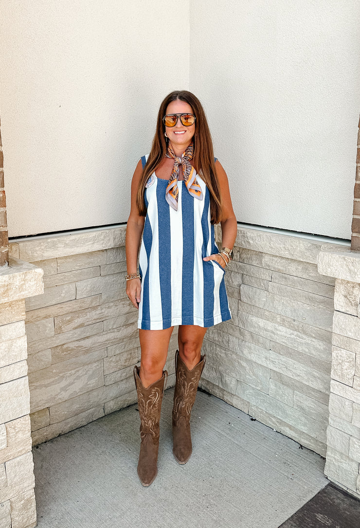 Double Denim Stripe Dress