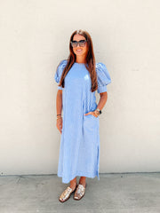 Sunday Stripe Blue Maxi Dress