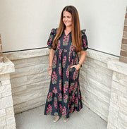 Sweet Floral Black Maxi