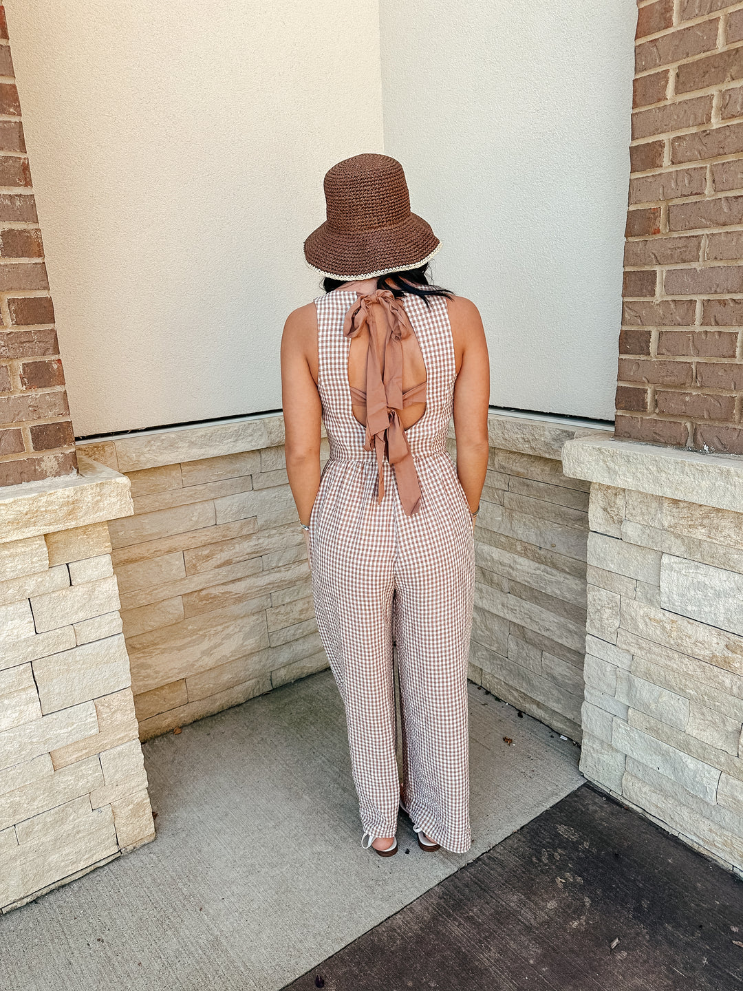 Gingham Party Tie Back Jumpsuit