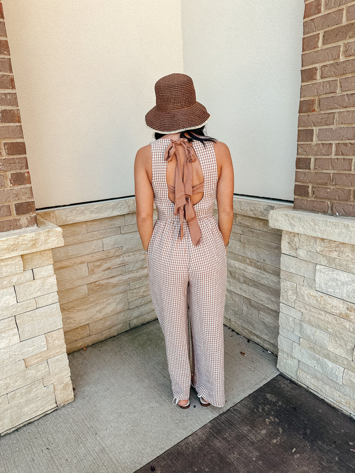 Gingham Party Tie Back Jumpsuit