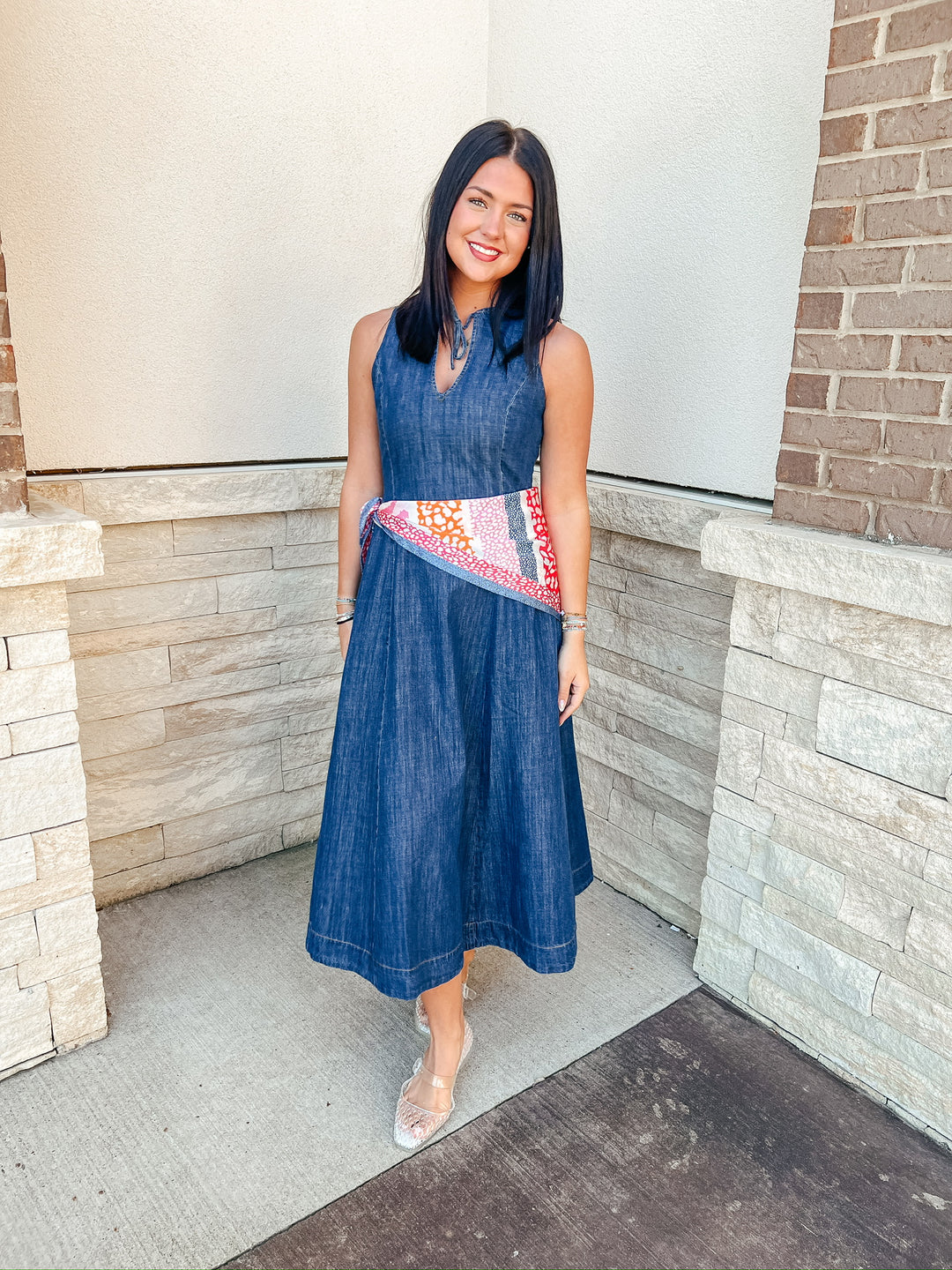 maxi dress denim vest Pink Lily Romy Denim Button Front Maxi Dress