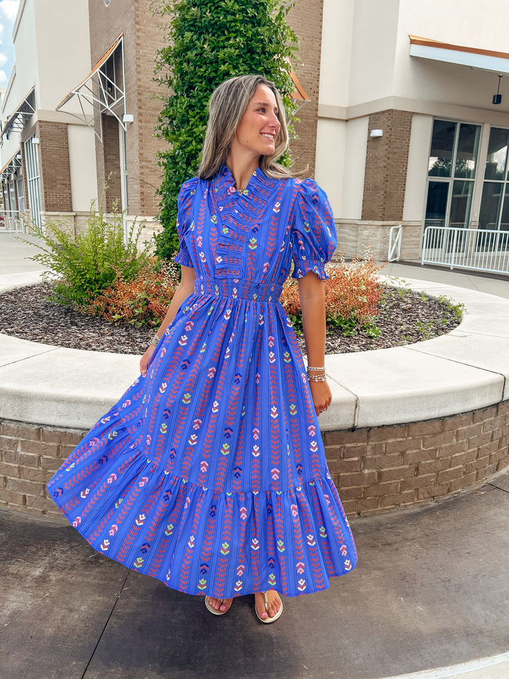 Beuluh Blue Vine Floral Maxi Dress