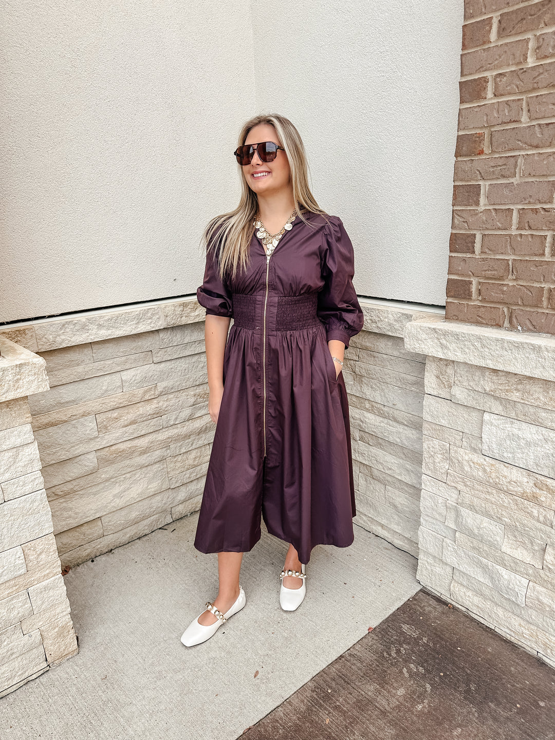 Smock Waist Midi Dress
