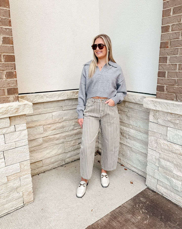 Checkered Barrel Jeans