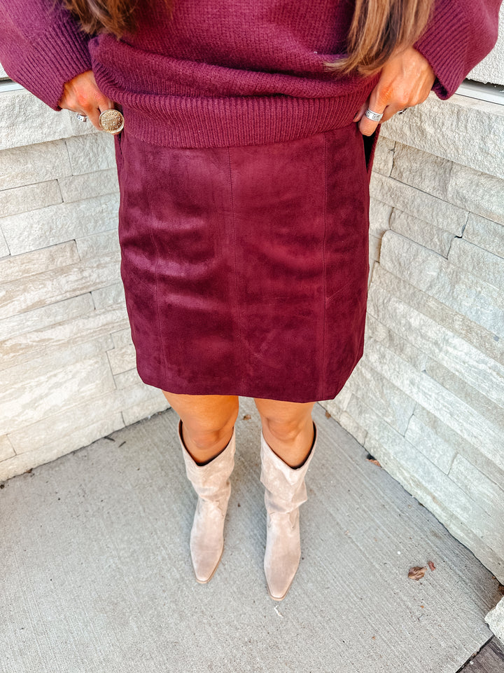 Cherry Suede Skirt