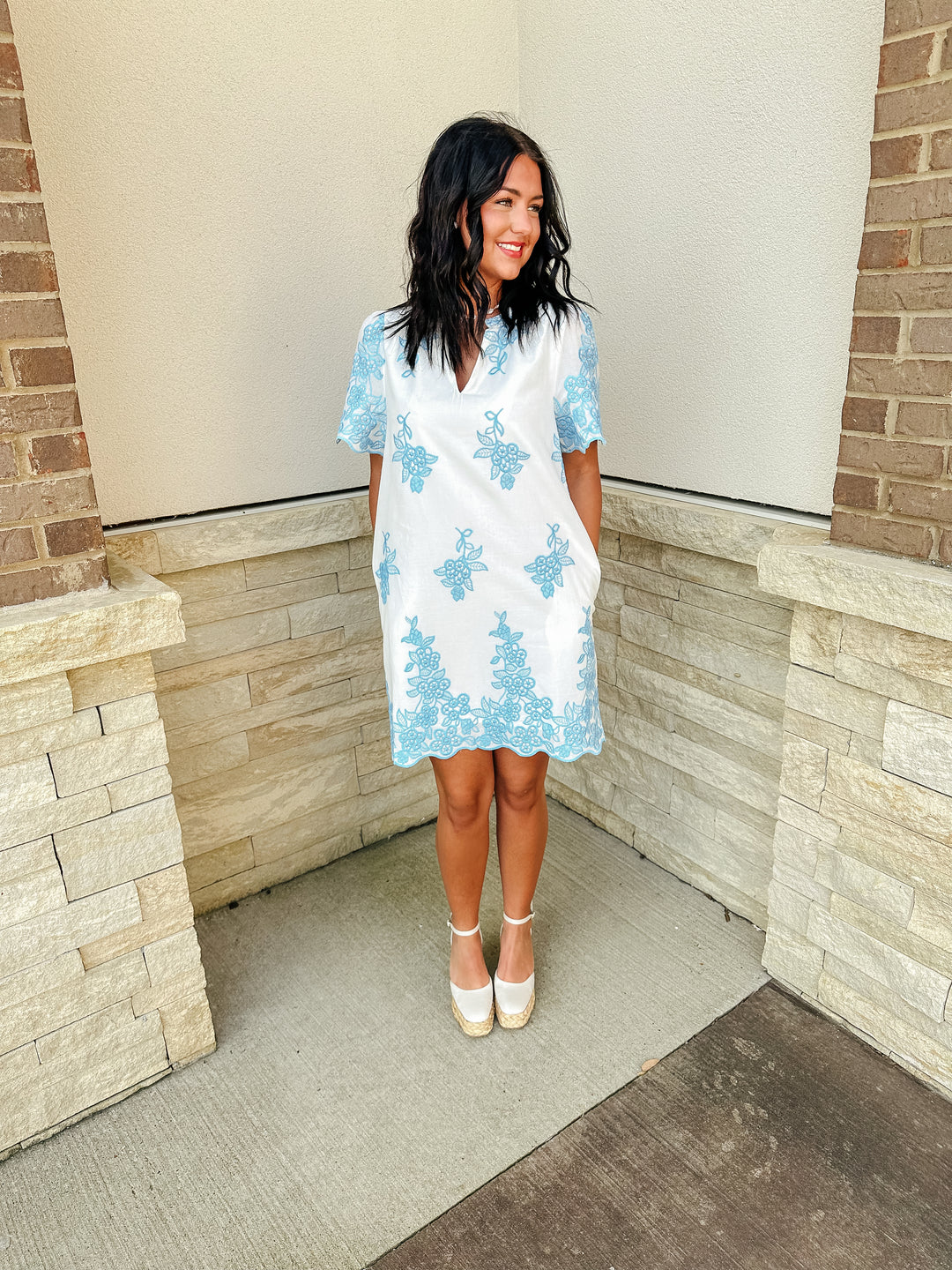 Tannia Blue Floral Mini Dress