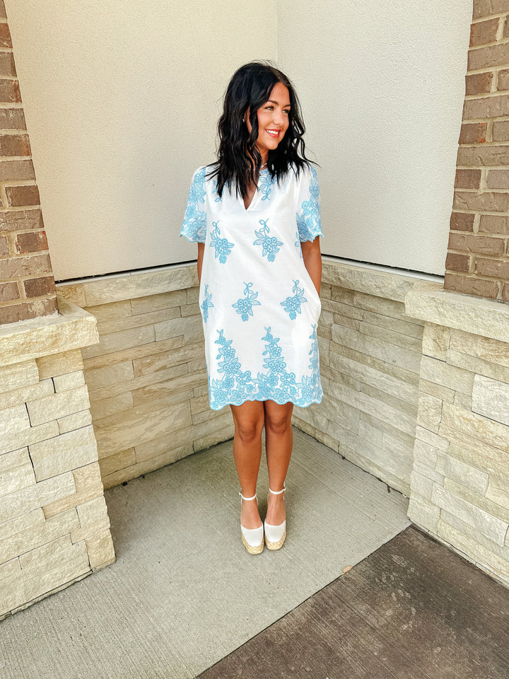 Tannia Blue Floral Mini Dress