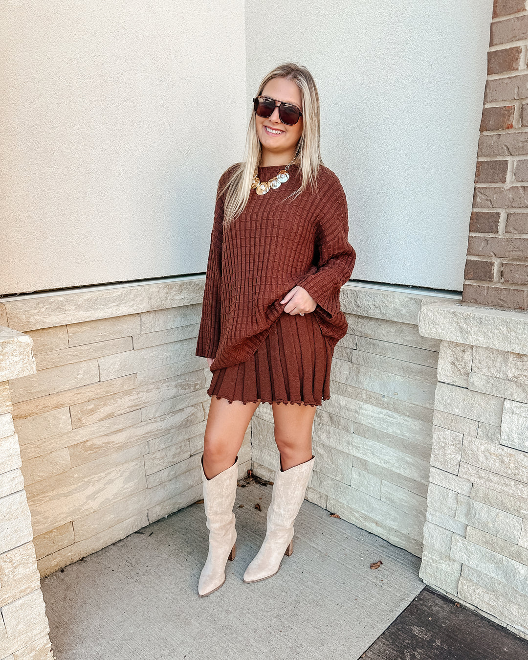 Sweater Top & Pleated Skirt SET Sweater Top & Pleated Skirt SET