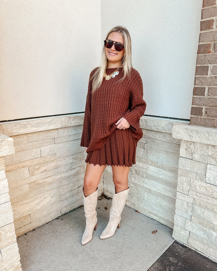 Sweater Top & Pleated Skirt SET