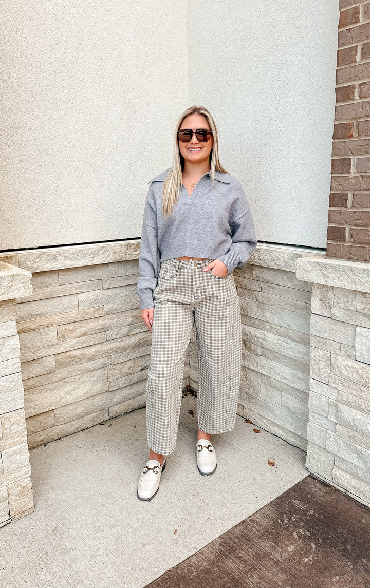 Checkered Barrel Jeans